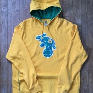 Vintage Oakland A’s Vibrant Yellow Hoodie with Green Details